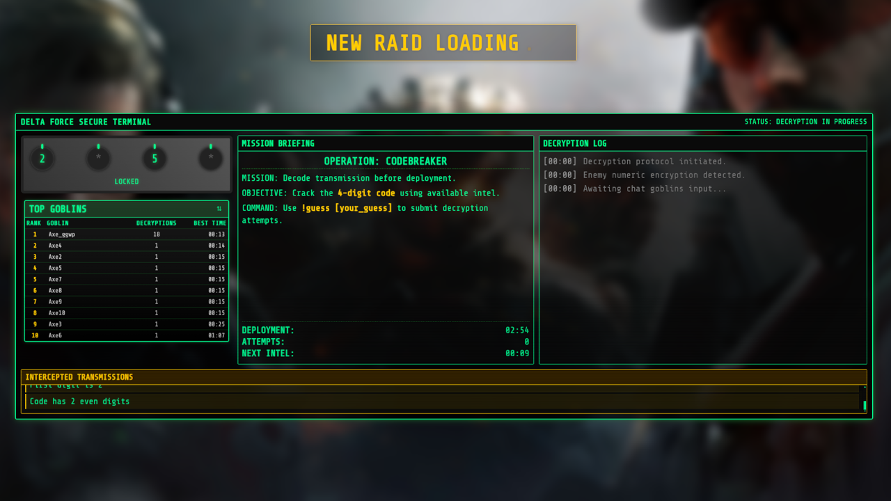 Codebreaker game interface showing code-breaking gameplay